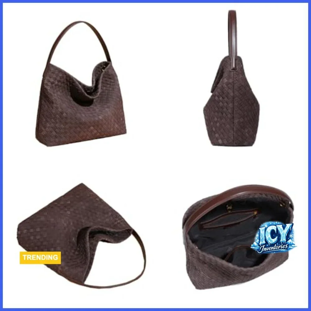 Faux Suede Woven Hobo Tote Bag Shoulder Handbag